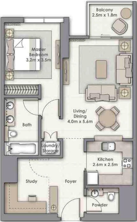 Floor Plans of Boulevard Point - 1 Bedroom Apartments