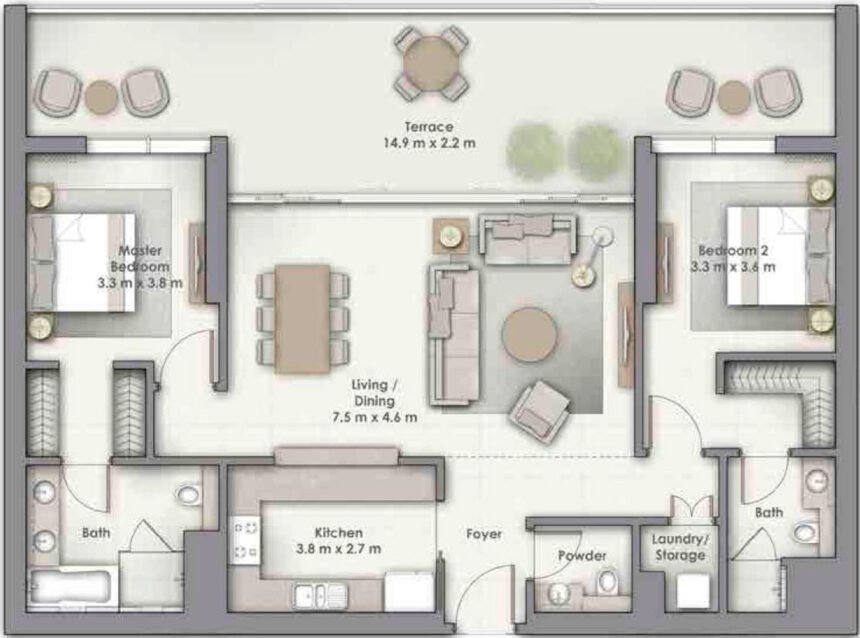 Floor Plans of Boulevard Point - 2 Bedrooms Apartments