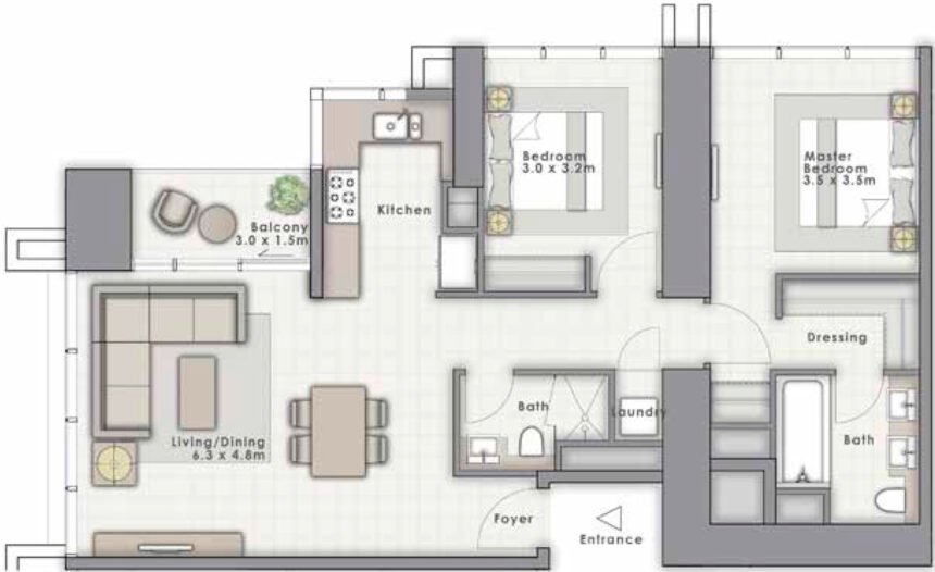 Floor Plans of Forte - 2 Bedrooms Apartments