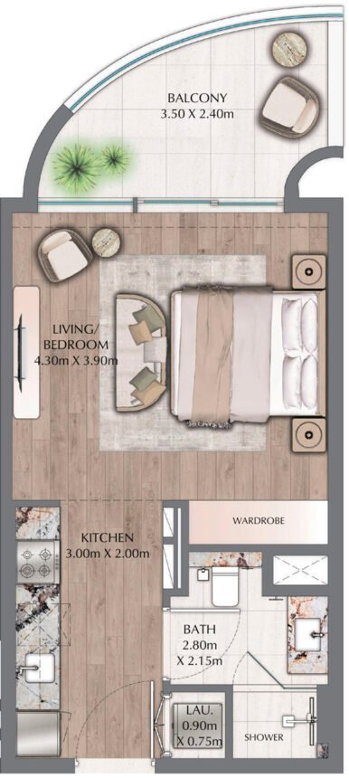 Планировки One Residence - Студия Апартаменты
