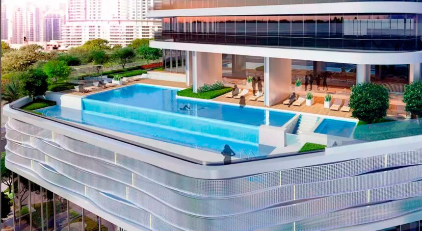 Infinity pool with stunning views of Burj Khalifa