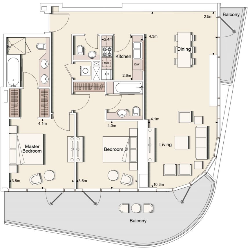 Floor Plans of RP Heights - 2 Bedrooms Apartments