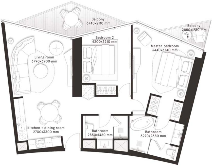 Floor Plans of W Residences - 2 Bedrooms Apartments