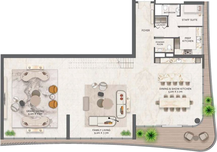 Floor Plans of Address Grand Downtown - 3 Bedrooms Duplexes
