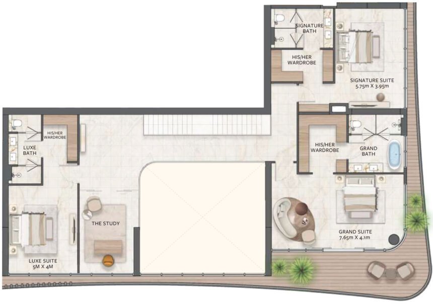 Floor Plans of Address Grand Downtown - 3 Bedrooms Duplexes