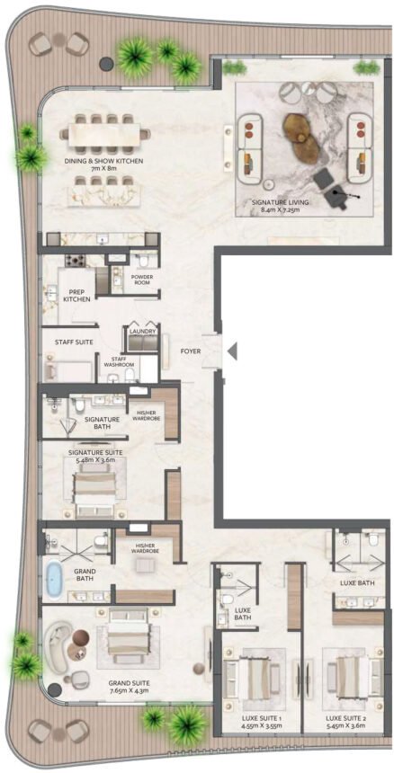 Floor Plans of Address Grand Downtown - 4 Bedrooms Apartments