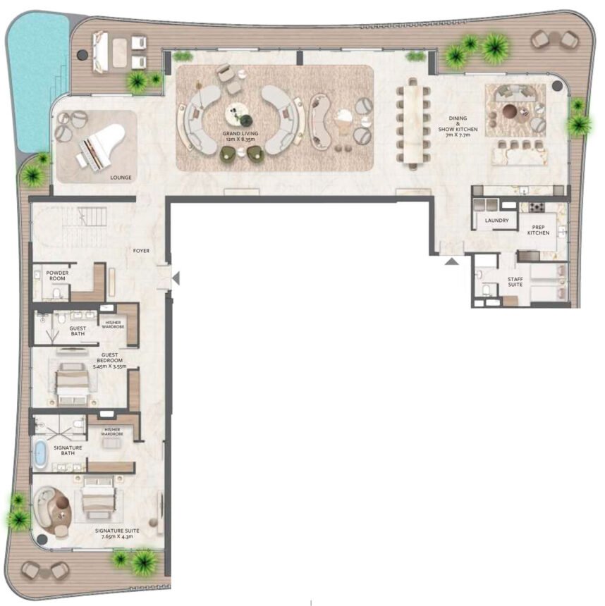 Floor Plans of Address Grand Downtown - 5 Bedrooms Duplexes