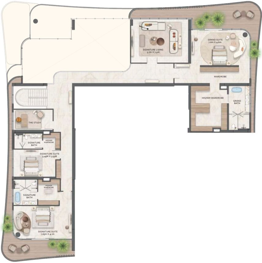Floor Plans of Address Grand Downtown - 5 Bedrooms Duplexes