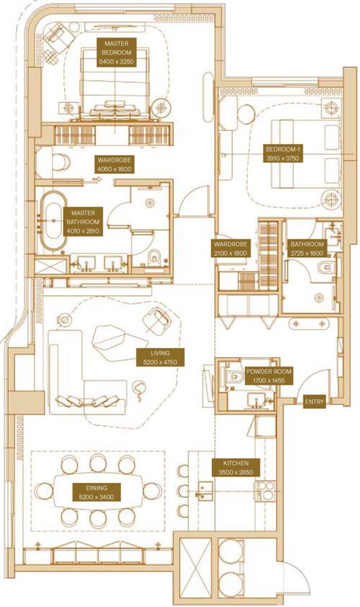 Планировки Sofitel Residences - 2 спальни Апартаменты