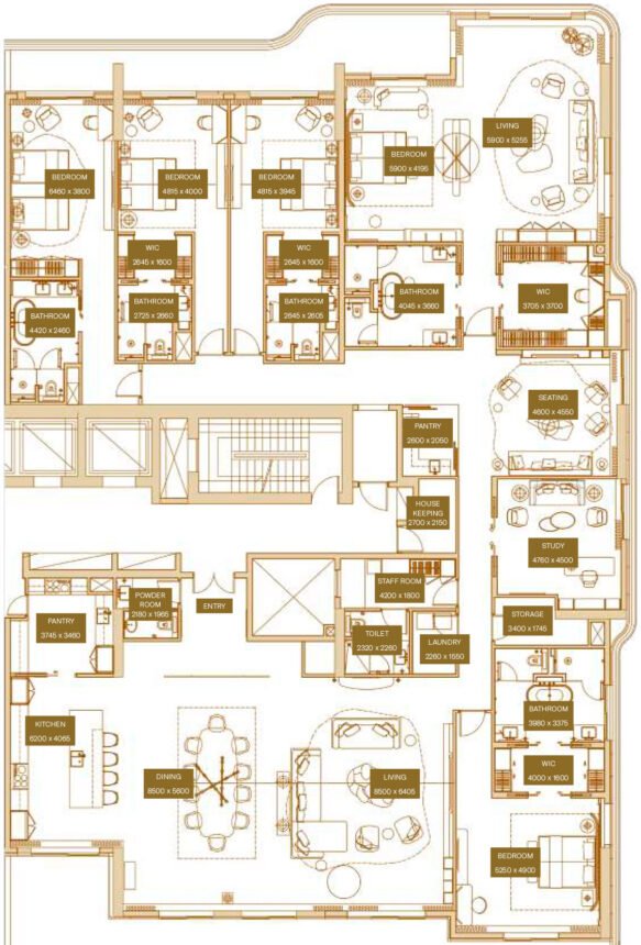 Планировки Sofitel Residences - 5 спален Пентхаусы