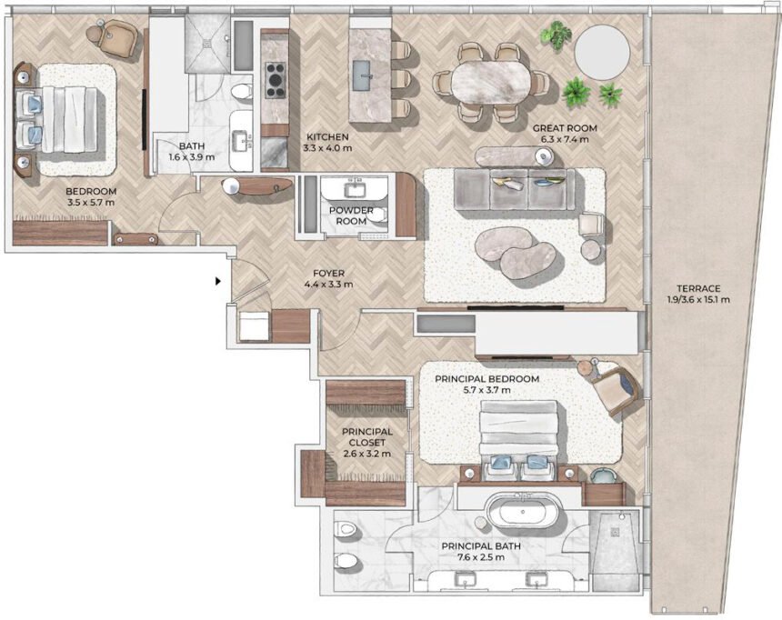 Floor Plans of Mr. C Residences Downtown - 2 Bedrooms Apartments