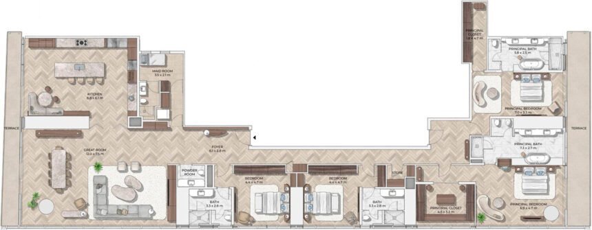 Floor Plans of Mr. C Residences Downtown - 4 Bedrooms Apartments
