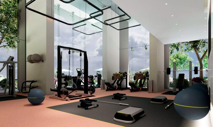 Fitness centre with yoga areas