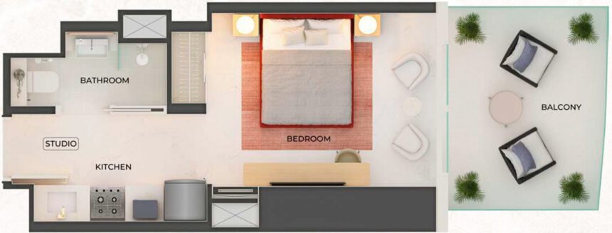Floor Plans of Binghatti Skyblade - Studio Apartments